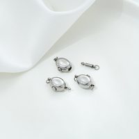 Connecteurs de boucle en forme de lingot ovale rond plaqué or 18 carats et acier titane avec perle, pour bracelets et colliers DIY, avec emballage en sachet
