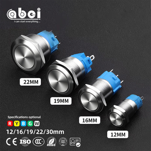 Abei 12mm 16mm 19mm 22mm LED Stainless Steel Mini Ultrathin IP65 Waterproof No Light Momentary Metal Push Button <strong>Switch</strong> - Product Image 1