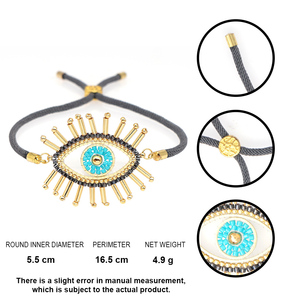 Go2boho — Bracelet mauvais œil pour femme, bijoux d'amitié avec corde noire, plaqué or, perles ethniques Miyuki, nouvelle collection <span class=keywords><strong>2022</strong></span> - Product Image 5