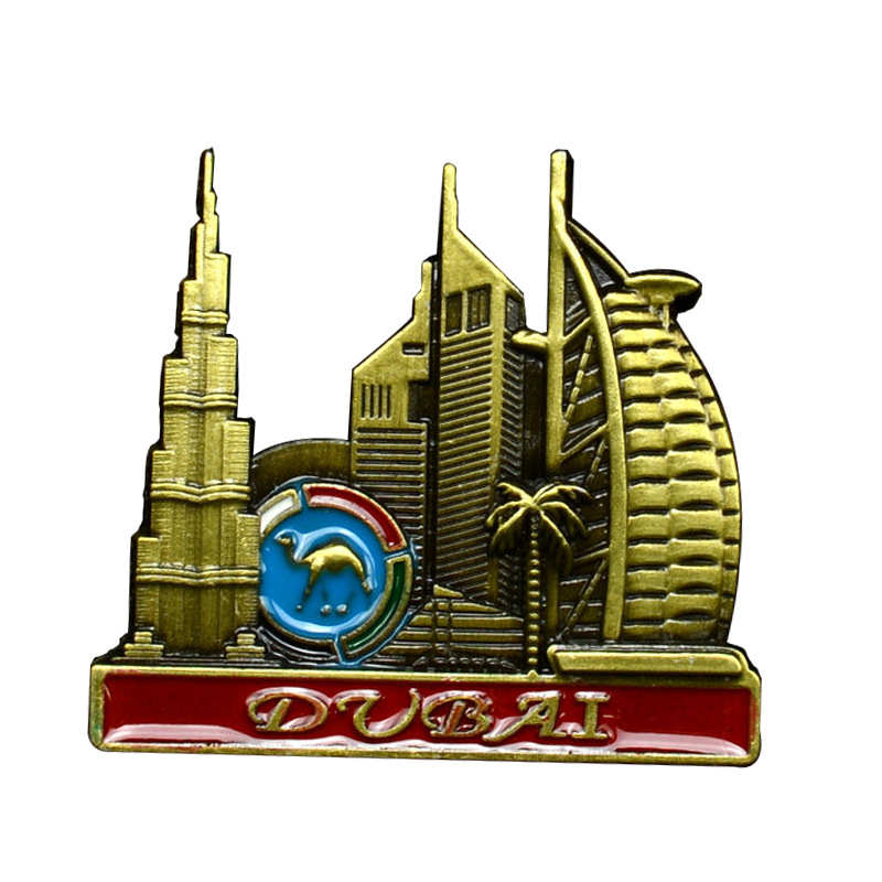 Dubai metal hediyelik eşya buzdolabı mıknatısı ev dekorasyon kullanımı için turistik hediyelik
