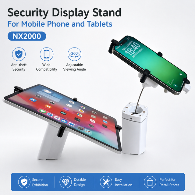 Exhibition Tablet Desktop Security Stand with Anti-theft Alarm & Charging for Restaurant Menus