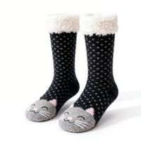 Chaussettes de maison en tricot thermique antidérapantes pour femmes, mi-mollet, douces, en spandex/nylon, pour l'hiver