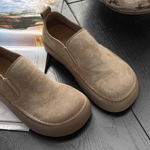 Mocassins tendance rétro, chaussures décontractées à enfiler, en daim, chaussures pour hommes, cuir véritable, respirantes, à semelle épaisse - Product Image 4