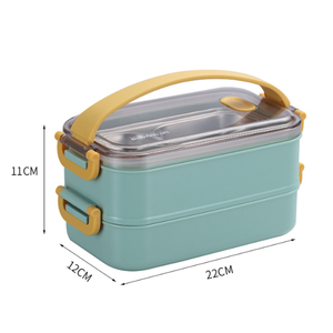 1600ml Portátil Aço Inoxidável Bento <span class=keywords><strong>Box</strong></span> 2-Layer Compartimento Recipiente De Armazenamento De Alimentos Ar Apertado Lancheiras De Plástico - Product Image 3
