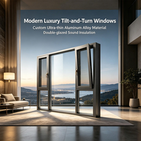 Ventana Abatible de Aluminio para Casa Moderna, Personalizada, Impermeable, Antirrobo, con Doble Acristalamiento