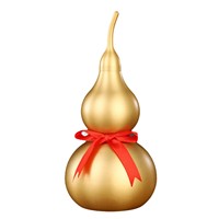 Statue de Feng Shui en Cuivre en forme de Gourde, Ornement en Calabash Ouvertable avec Ruban Rouge, Symbole Traditionnel Chinois de Richesse et de Protection