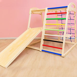 Equipo de Gimnasio de Pared de Madera Personalizado para Interiores, con Escalera, Trapecio, Muro de Escalada, Equipo de Escalada Montessori, Tobogán, Barra de Dominadas y Escalera - Product Image 4