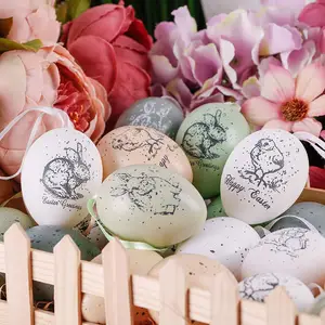 EAGLEGIFTS vendita calda ornamenti per Festival regali Set piccole uova di pasqua in plastica personalizzate colorate Decorative da appendere artificiali