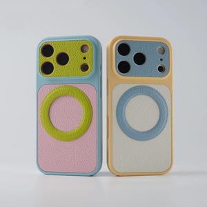Étui de téléphone magnétique en cuir PU tendance pour iPhone 18 17 16 15 14 13 Pro Max, compatible avec la charge sans fil, coque arrière de protection antichoc - Product Image 3