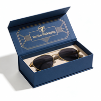 Boîte magnétique personnalisée et boîte cadeau bleue pour lunettes de soleil, impression couleur sur papier bleu