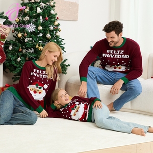 Loveda Atacado Outono Inverno Family Wear Em Torno Do Pescoço Casual Casal Roupas De Malha De Natal Manga Longa Pullover Camisola Vermelha - Product Image 4