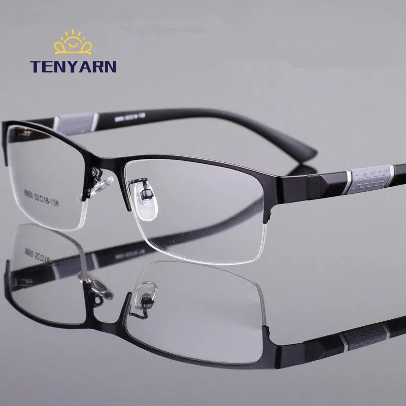 Tenyarn demi-jante alliage jante avant Flexible Temple jambes optique lunettes cadre pour hommes et femmes lunettes myopie lunettes de lecture