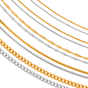 クリス エイプリル 316Lステンレス鋼 アンボス スネークチェーン ボックスチェーン シンガポールチェーン 薄型ケーブルチェーン 太いカーブチェーン ネックレス - Product Image 1