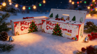 Pohon Natal Artifisial Spruce Berkualitas Tinggi YTH YTH-10 5ft, Bentuk Pensil, Plastik, Dilapisi Mikro Flock, Lampu LED, Mudah Dipasang
