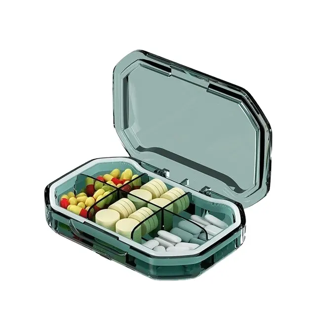 Caja de almacenamiento de pastillas de 6 rejillas, caja de almacenamiento de medicamentos de viaje, separación de medicamentos, Mini contenedor organizador portátil con anillo de sellado