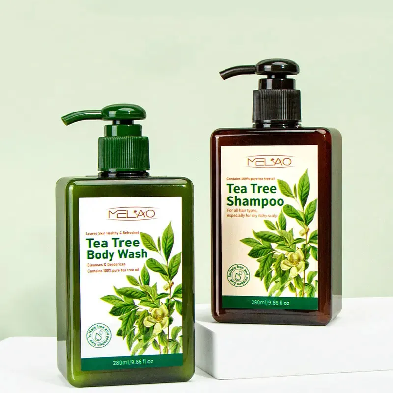 MELAO all'ingrosso pulizia profonda Anti-forfora Tea Tree Shampoo idratante profumo idratante per il lavaggio del corpo Gel doccia