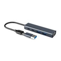Hub USB-C 4-en-1 3.0 avec 4 ports USB-A, adaptateur multiport en alliage d'aluminium, transfert de données 5 Gbps, station d'accueil pour ordinateur portable en stock