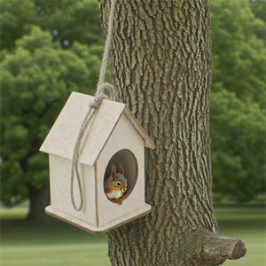 Eco-vriendelijke doe-het-zelf schilderij van multiplex met dierenmotief, handgemaakte houten vogelhuisje, gegraveerd en gesneden wanddecoratie voor thuis. - Product Image 4