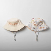 Sombrilla suave de doble cara para niños, sombrero de pescador, bordado Reversible para bebés y sombrero de cubo estampado completo