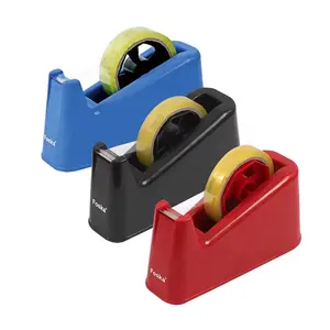 FOSKA Desktop Tape Dispenser Red Blue Black Non-Skid Base Weighted Tape Roll Dispenser for Office Home School