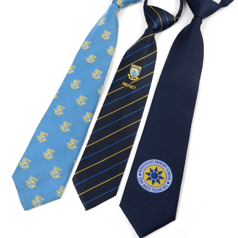 Hamocigia Customised School Logo Long Neck Tie Red Blue Microfiber Cravatta Poly College Rep Stripes Ties