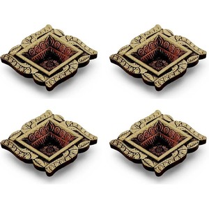 Porte-bougie carré en fonte pour lampe à huile, ensemble de 4 décorations Diwali, idéal comme cadeau - Product Image 1
