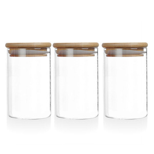 Ruipack Vòng thủy tinh kín lọ lưu trữ Canister <span class=keywords><strong>container</strong></span> chai với tre gỗ nắp - Product Image 1