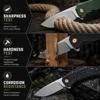 Couteau pliant tactique de survie en plein air, lame en acier 8cr13, manche en lin, OEM BSCI, EDC