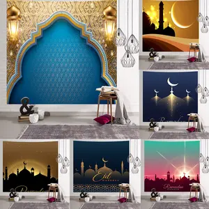 Tenture murale islamique pour Ramadan, tissu décoratif, résistant, impression numérique, festivité musulmane, arrière-plan mural de l'aïd Mubarak