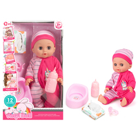 Poupée reborn en silicone personnalisée de 14 pouces avec 12 sons, boit de l'eau, fait pipi, accessoires de poupée reborn, jeu de simulation pour les enfants, les filles