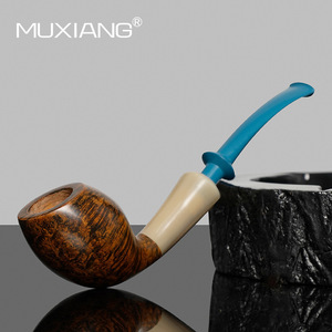 Muxiang Handmade Tulip Shape Pipe Sandalwood Briarwood Freestyle Traditional Filter Horn Grass Men Smoking Pipe - Product Image 3