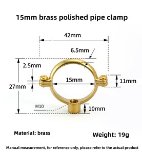 抛光黄铜水管夹15-54毫米家用管夹全铜支撑支架，用于1/<span class=keywords><strong>2</strong></span> "/<span class=keywords><strong>3</strong></span>/4" 管道 - Product Image 4