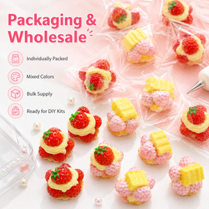 คาโบชองเค้กครีมสตรอว์เบอร์รี 3 มิติ ขายส่ง ของตกแต่งขนมหวานปลอม DIY กาววิปครีม อุปกรณ์ตกแต่งเดโคเดน - Product Image 4
