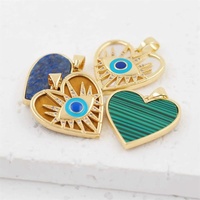 Unique Amour Coeur Charmes Pendentif Bijoux Accessoires Cuivre Intégrer Zircon Pierre Coeur Forme Yeux Collier Pendentif pour DIY Bijoux