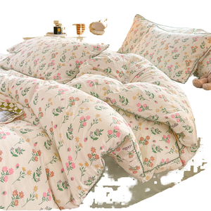 Calidad Simple estilo francés Pastoral encaje pequeño Floral impreso hoja edredón conjunto de cuatro piezas ropa de cama transpirable 4 tamaños-King - Product Image 6