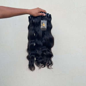 PELO DE TEMPLO INDIO CRUDO SIN PROCESAR, 100% CUTÍCULAS NATURALES ALINEADOS PAQUETES DE CABELLO CON CIERRES frontales - Product Image 1