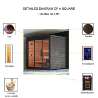Sauna Exterior Moderna de Madera Sólida de Cedro Rojo para 7-9 Personas, con División Personalizada, Impermeable, para Gimnasio y Villa