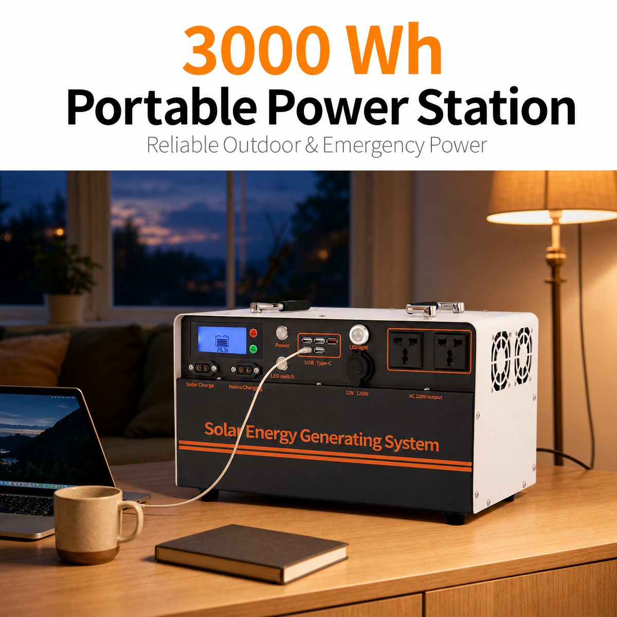 3000WH Household Solar Grid LiFePO4 Battery MPPT Home Use Emergency Storage Portable Power Station RV Port Pure Sine Wave EU · image 2