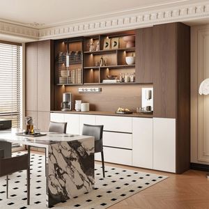 Luxury Dining Room Furniture Modern Wooden <b>Glass</b> Display <b>Rack</b> <b>Wine</b> Cabinet - Product Image 1