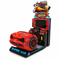 Machine de jeu d'arcade simulateur de course avec cockpit, à monnayeur, à vibrations dynamiques, avec éclairage clignotant et carte SD