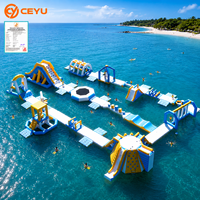 Ceyu Parc aquatique gonflable flottant en PVC de 0,9 mm, équipement de parcours d'obstacles aquatiques pour sports nautiques adultes sur lac, personnalisable pour usage commercial