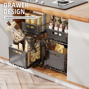 Scaffale Scorrevole in Acciaio a Doppio Strato Regolabile per Organizzare Barattoli di <span class=keywords><strong>Spezie</strong></span> in <span class=keywords><strong>Vetro</strong></span> in Bagno e Cucina - Product Image 2
