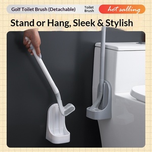 Brosse de toilette de golf avec manche long en plastique détachable, tête de brosse en TPR, étanche et portable, action de raclette, conception brevetée - Product Image 2