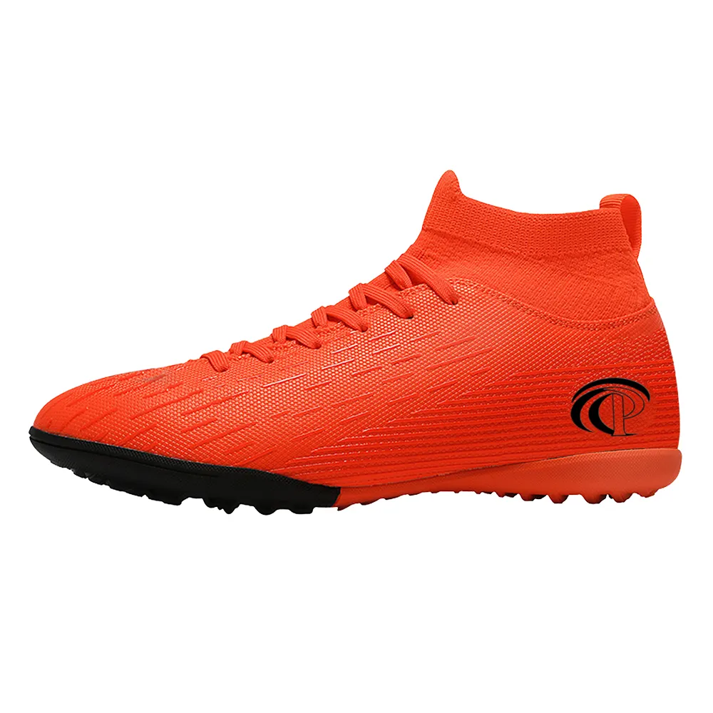 New high ankle sports turf futsal indoor soccer shoes cheap rubber sole football boots for men