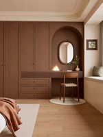 Armoire de chambre à coucher avec portes battantes, en placage de bois et rotin tressé, style Mid-Century, avec poignée en métal à lignes épurées, meuble de chambre