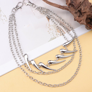 Hip-hop cá tính ít Ớt đinh tán sắc nét nhiều lớp kim loại quần chuỗi unisexual Gothic xu hướng phụ kiện - Product Image 3