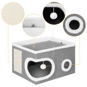 Diseño plegable fácil, estructura resistente a los arañazos, uso en interiores, muebles para mascotas, configuración de juguete colgante, cama suave para casa de gato de descanso - Product Image 4