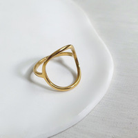 Bague romantique en acier inoxydable, design scandinave simple, cercle géométrique découpé, bijoux mixtes en acier inoxydable pour hommes et femmes