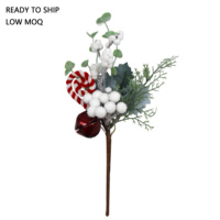 Fleurs artificielles de Noël faites à la main avec des branches de clochettes de bonbons blanches/rouges pour la décoration de la maison