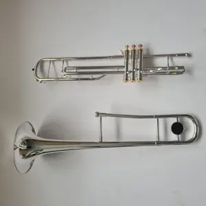 ระดับประสิทธิภาพระดับมืออาชีพ Trombone C ชุบเงินยืนคีย์